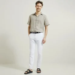 Store Broek in katoen en linnen met trekkoord Broek Chino|Broek