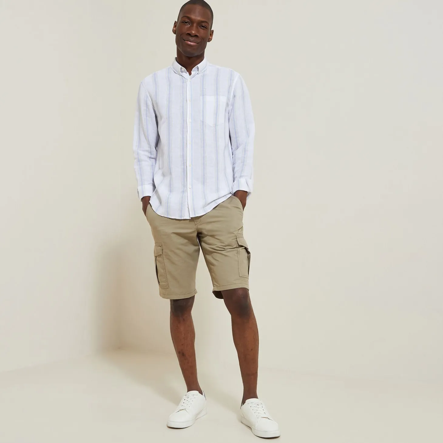 Online Cargobermuda met linnen Bermuda