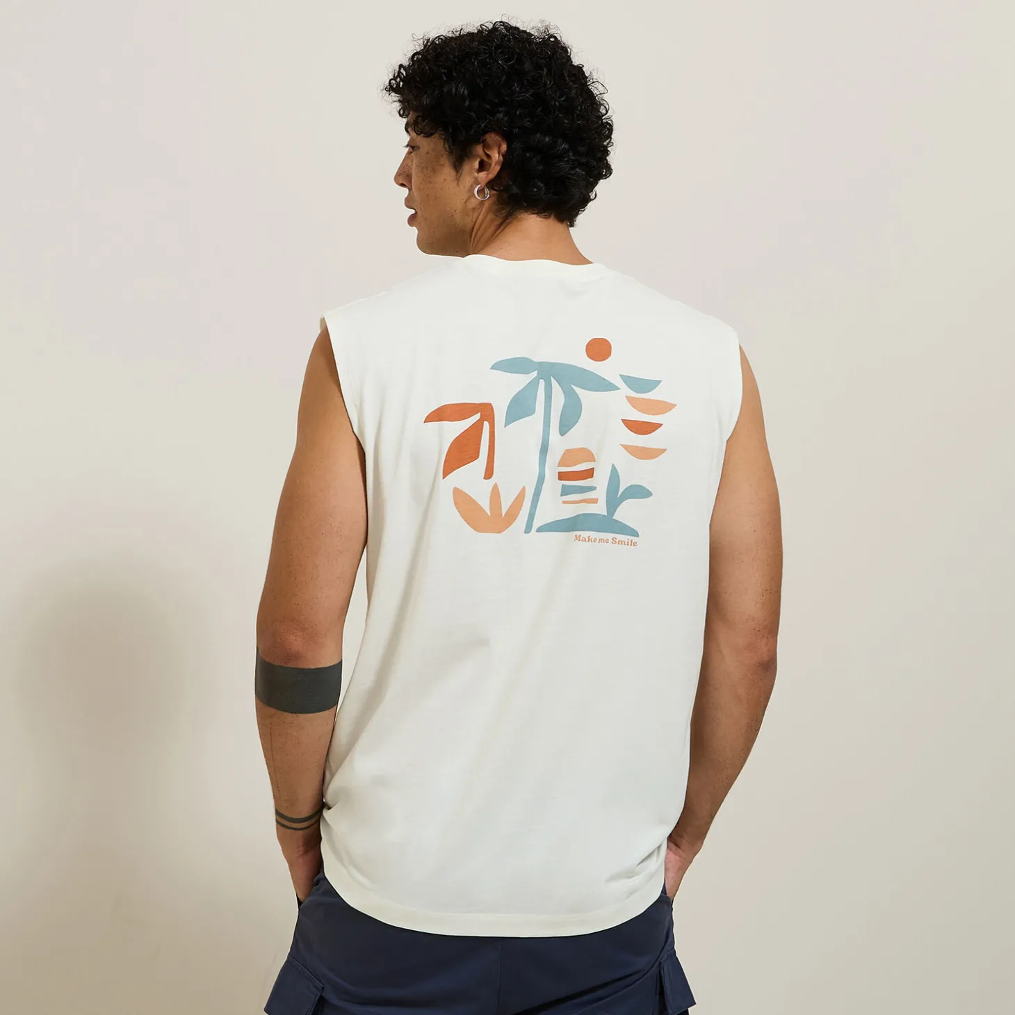 Clearance Comfortabel mouwloos shirt met print op voor-en ac T-shirt