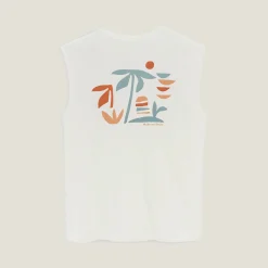 Clearance Comfortabel mouwloos shirt met print op voor-en ac T-shirt