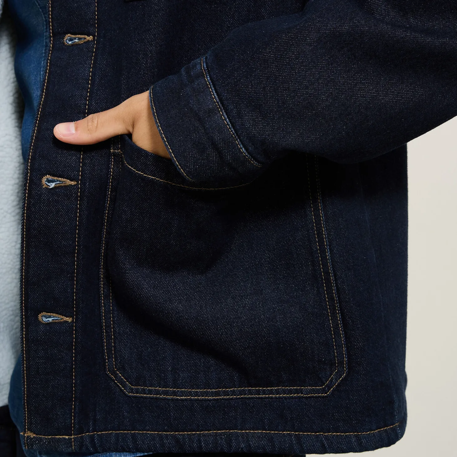 Outlet Denim jasje met teddyvoering Mantel & Jack