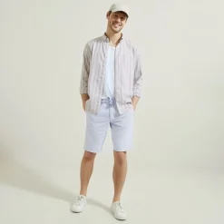 Online Effen bermuda in katoen en linnen Bermuda