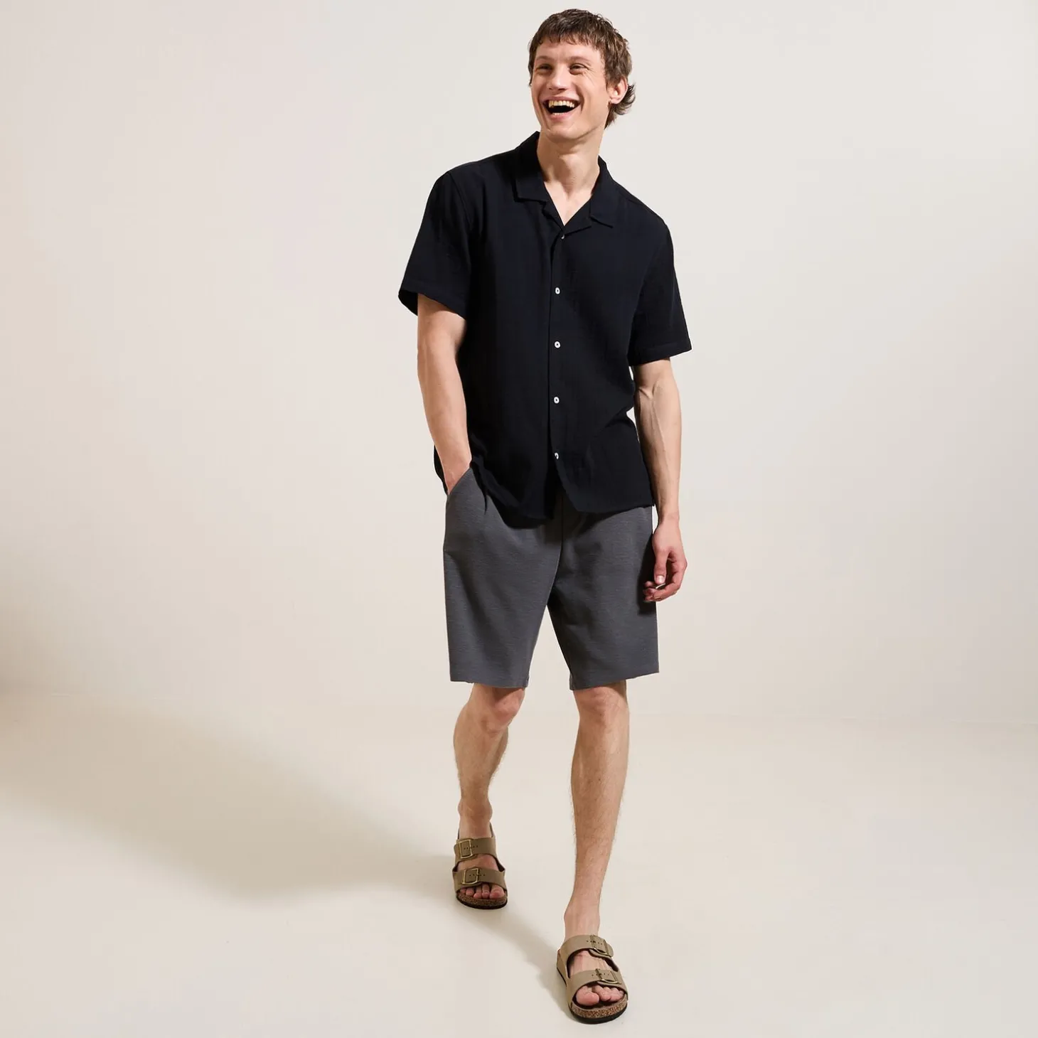 Flash Sale Effen bermuda in textuurstof Bermuda