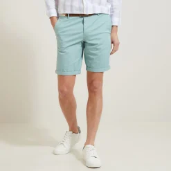 Flash Sale Effen chinobermuda met riem Bermuda
