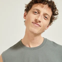 Clearance Effen mouwloos hemdje met ronde hals in katoen T-shirt