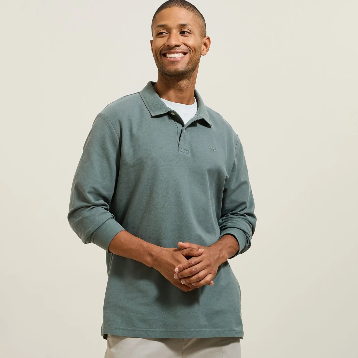 Store Effen polo in piquékatoen, met lange mouwen Polo