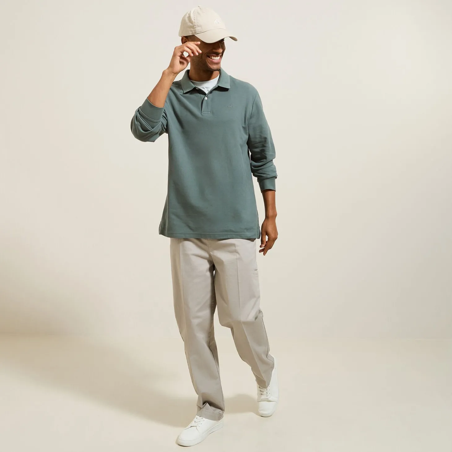 Store Effen polo in piquékatoen, met lange mouwen Polo