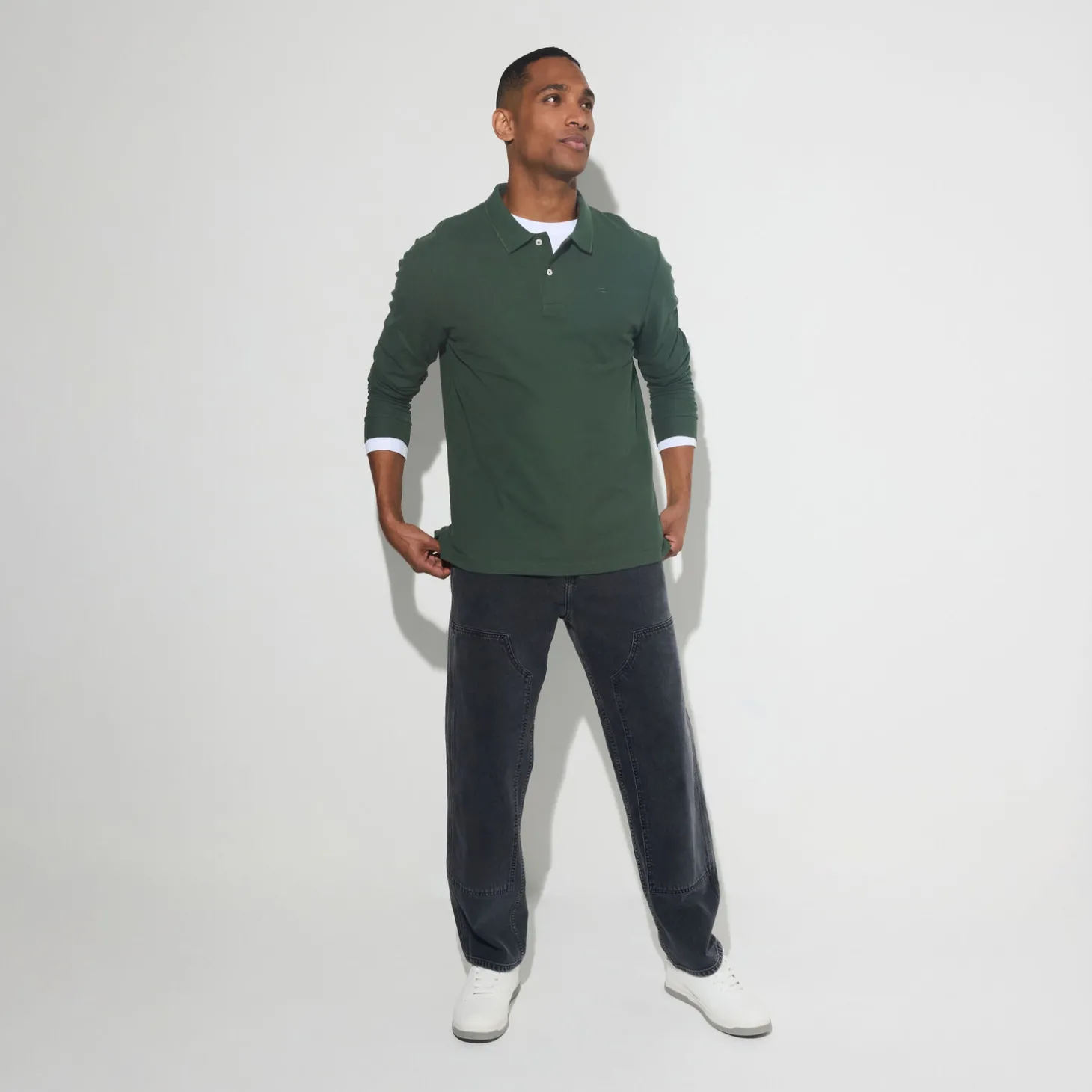 Flash Sale Effen polo in piquékatoen, met lange mouwen Polo