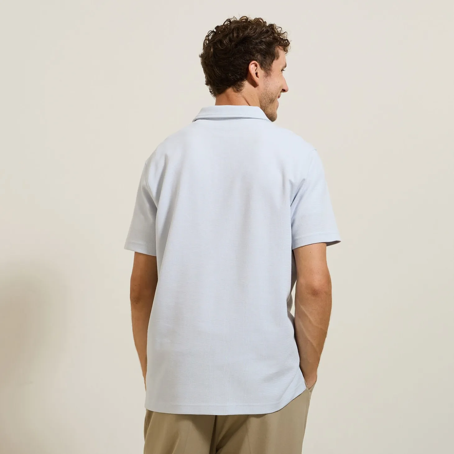 Hot Effen relaxed polo met korte mouwen in textuurstof Polo