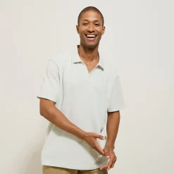 Cheap Effen relaxed polo met korte mouwen en resortkraag Polo