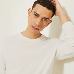 Discount Gemêleerde fantasie trui met ronde hals Trui