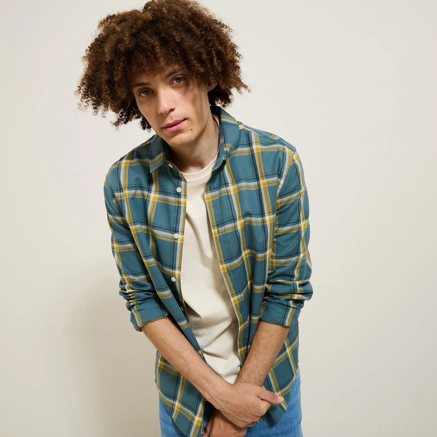 Discount Geruit flanellen overhemd Overhemd