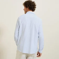 Cheap Gestreept overhemd in seersucker katoen Formele Overhemden|Overhemd