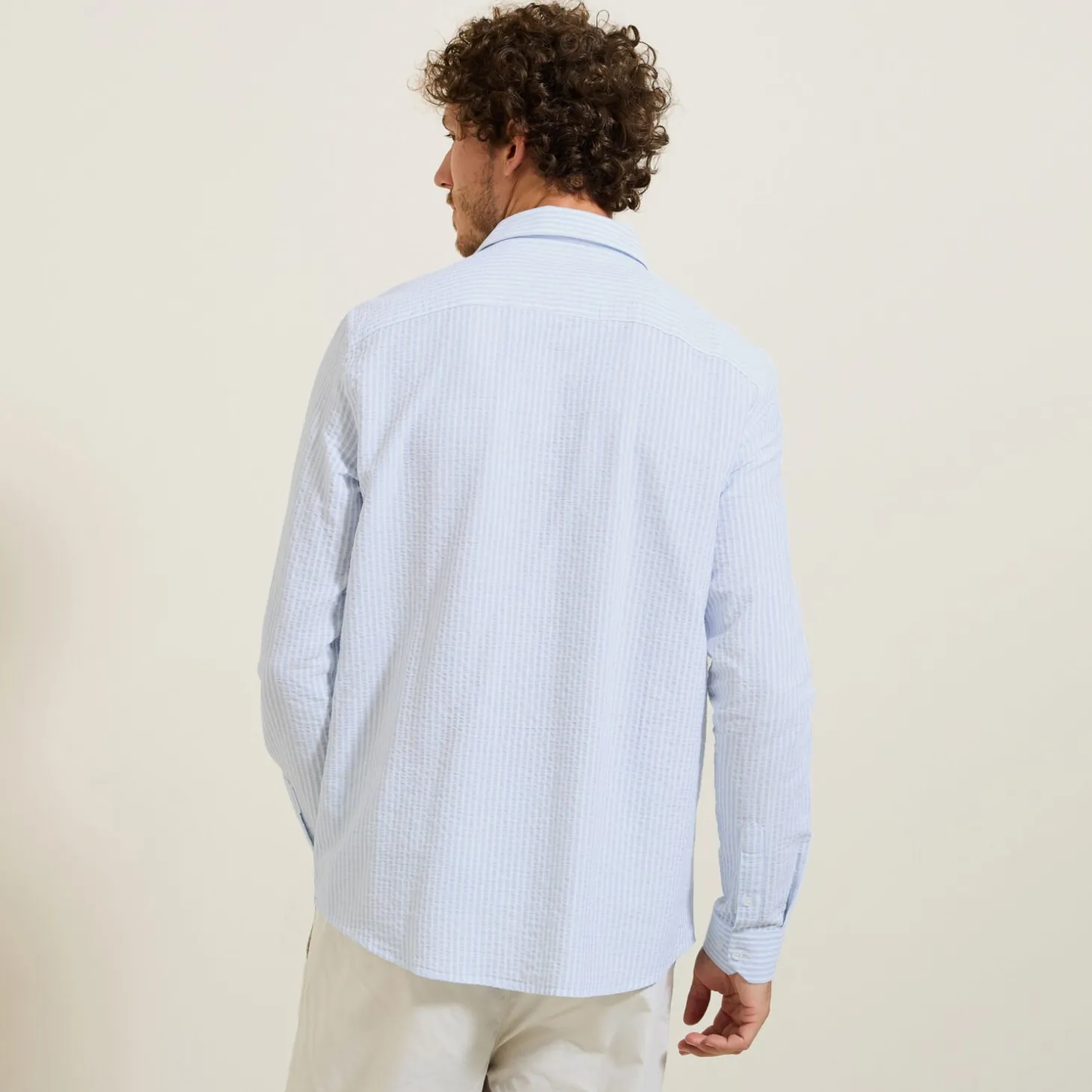 Cheap Gestreept overhemd in seersucker katoen Formele Overhemden|Overhemd