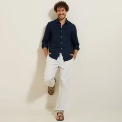 New Gestreept overhemd in seersucker katoen Formele Overhemden|Overhemd