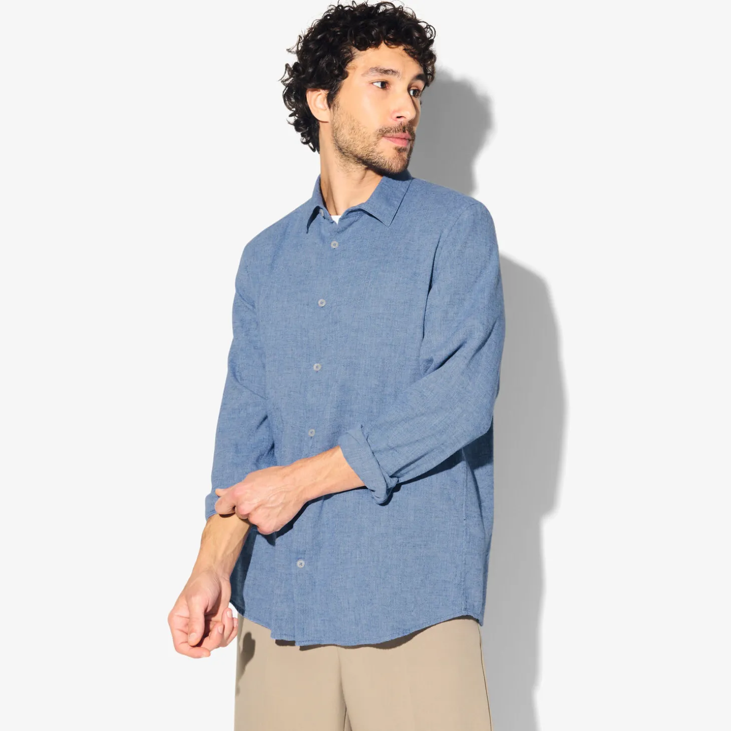 Online Hemd in flanelkatoen met klassieke kraag Overhemd