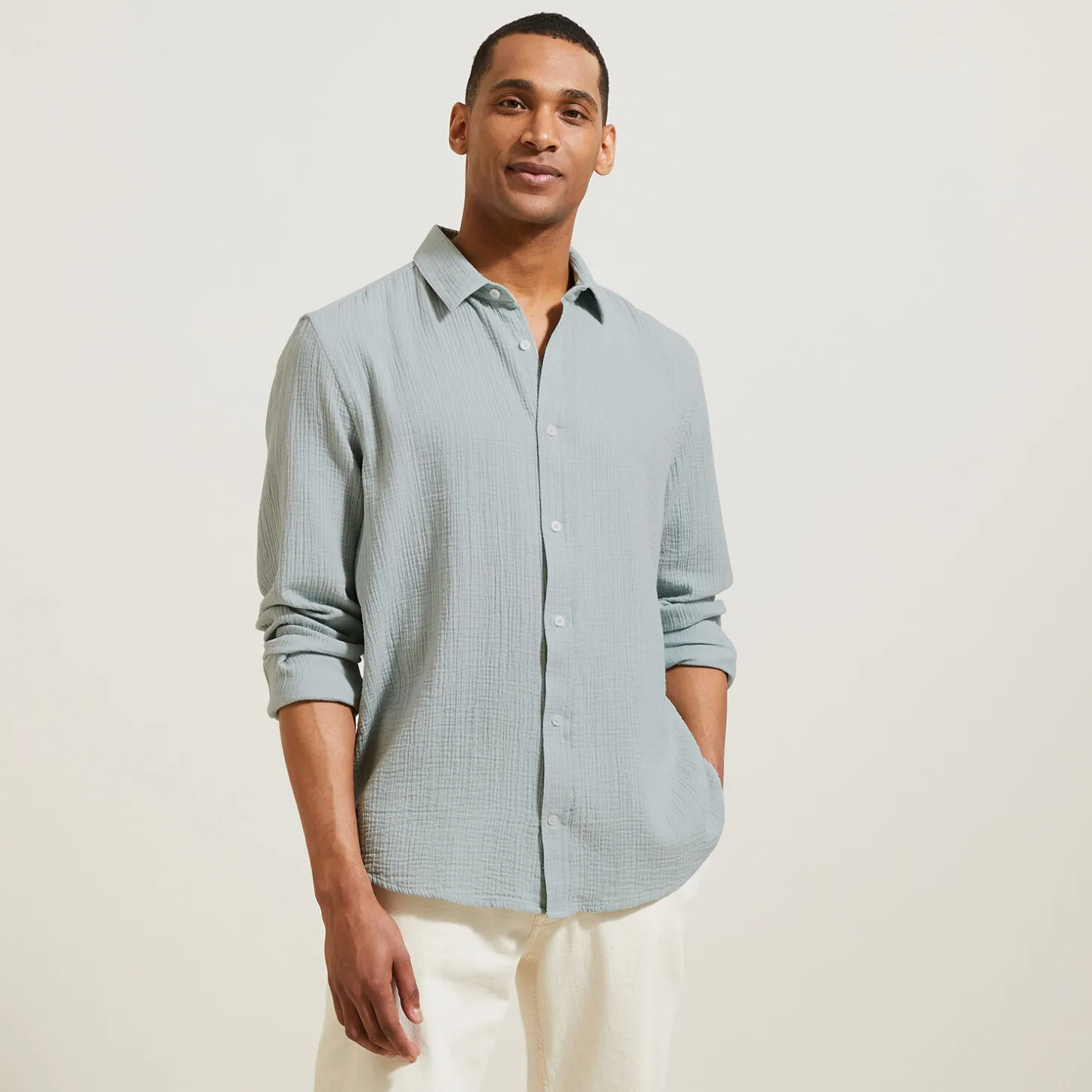 Discount Hemd in katoengaas met klassieke kraag Overhemd