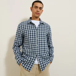 Clearance Hemd met ruitjes in flanelkatoen Overhemd