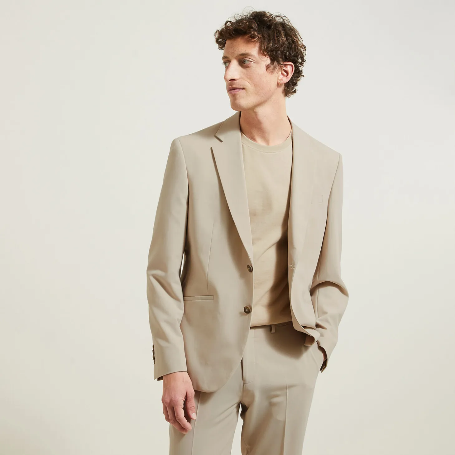 Fashion Het pakket comfortabel kostuum - Beige Combinatie Kostuum