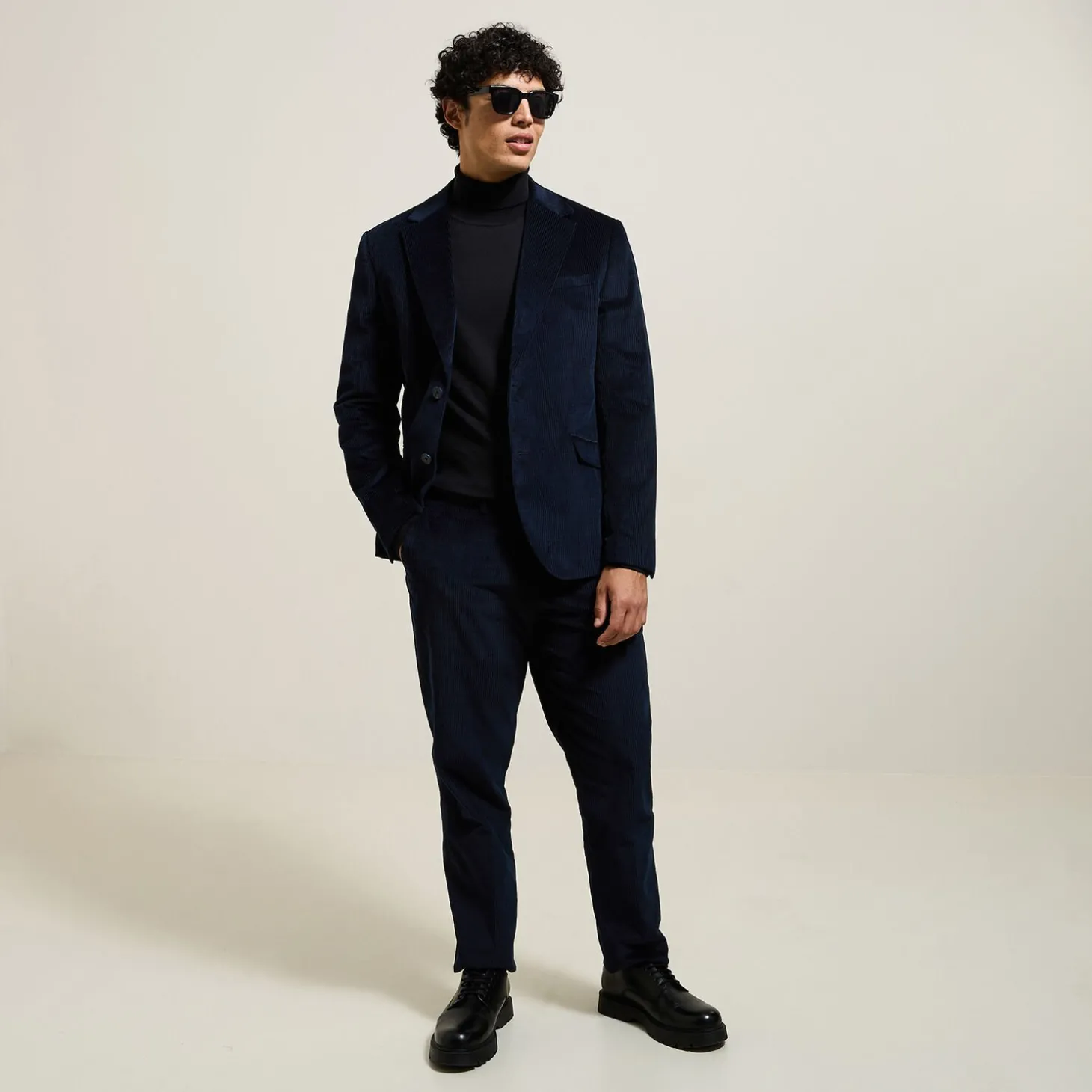 Flash Sale Het pakket ribfluwelen kostuum - Blauw Combinatie Kostuum