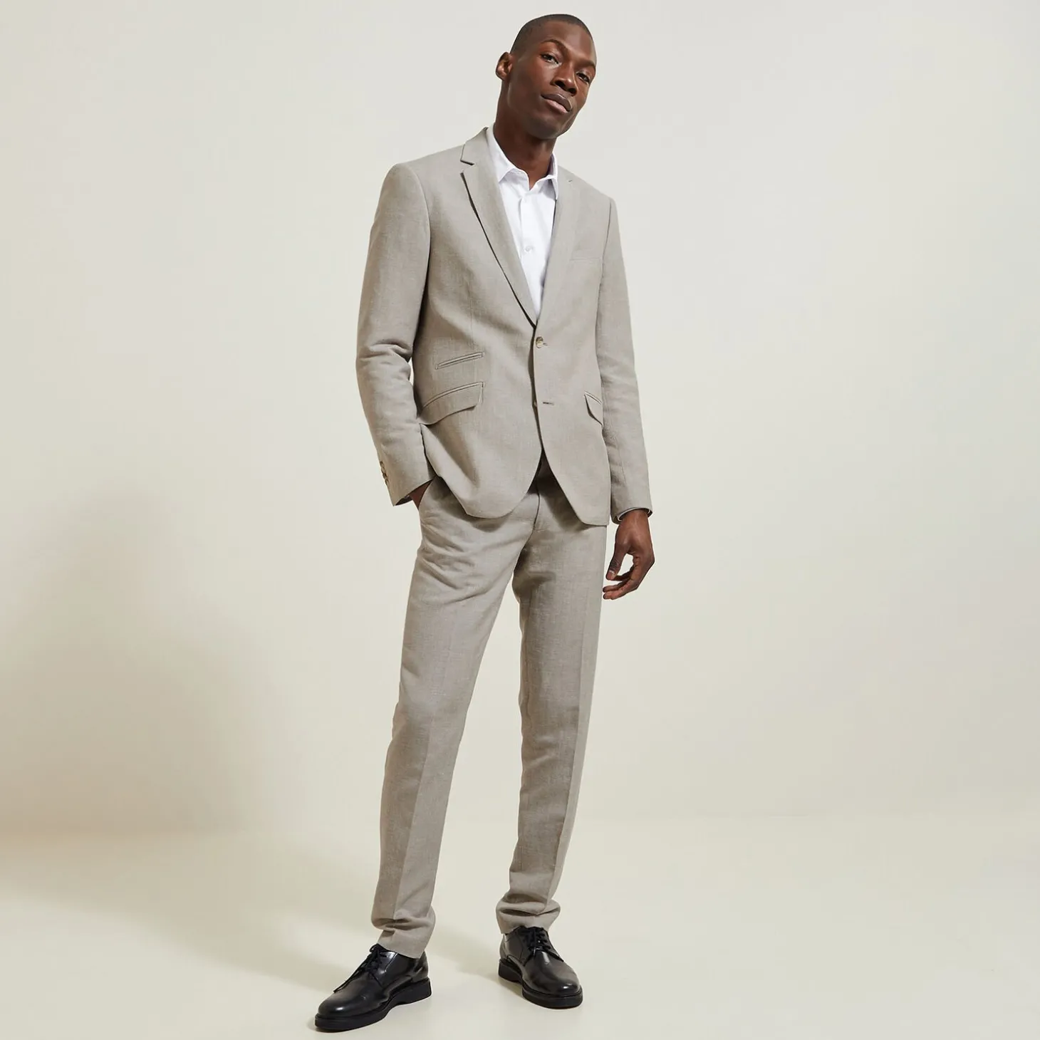 New Het pakket slim kostuum - Beige Combinatie Kostuum