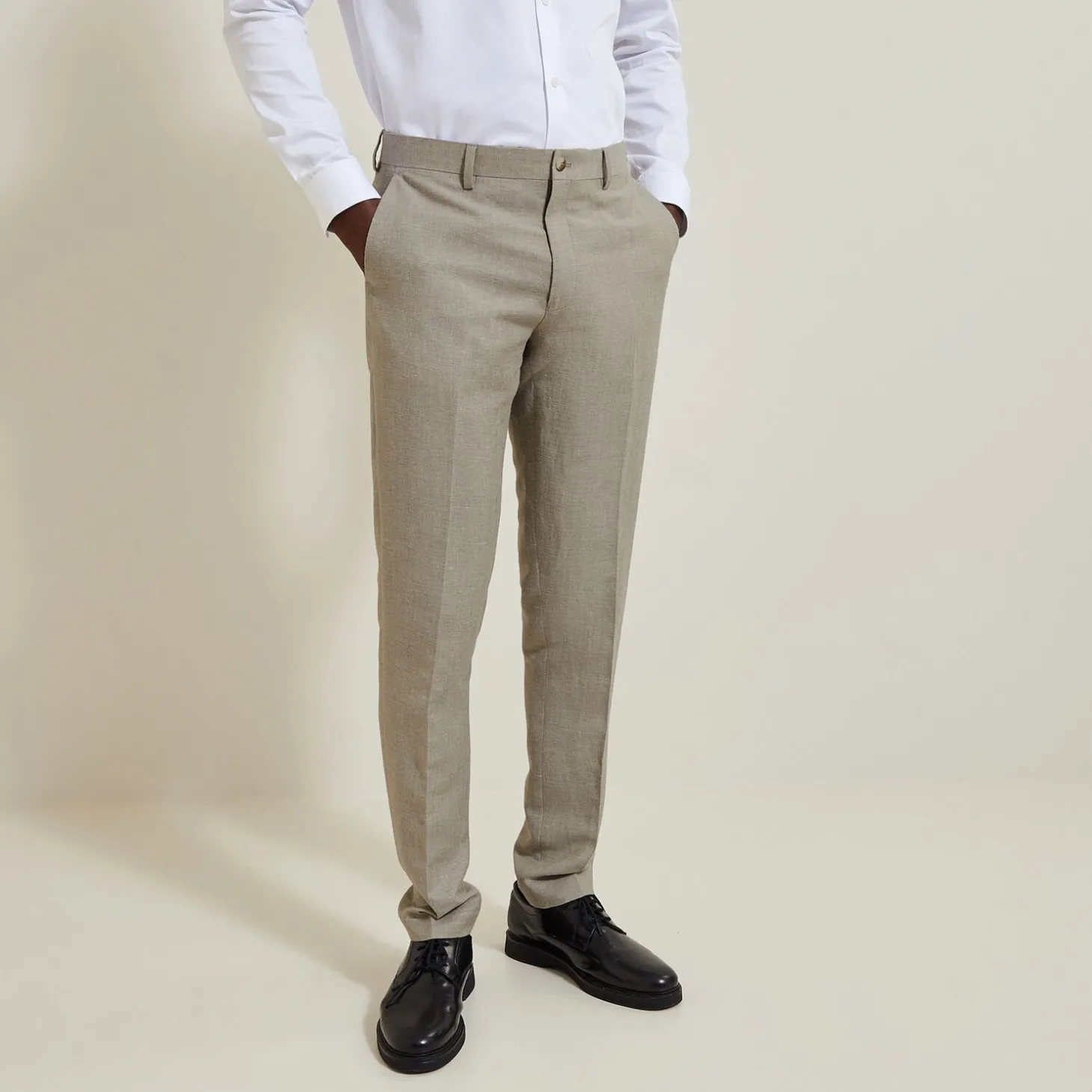 New Het pakket slim kostuum - Beige Combinatie Kostuum