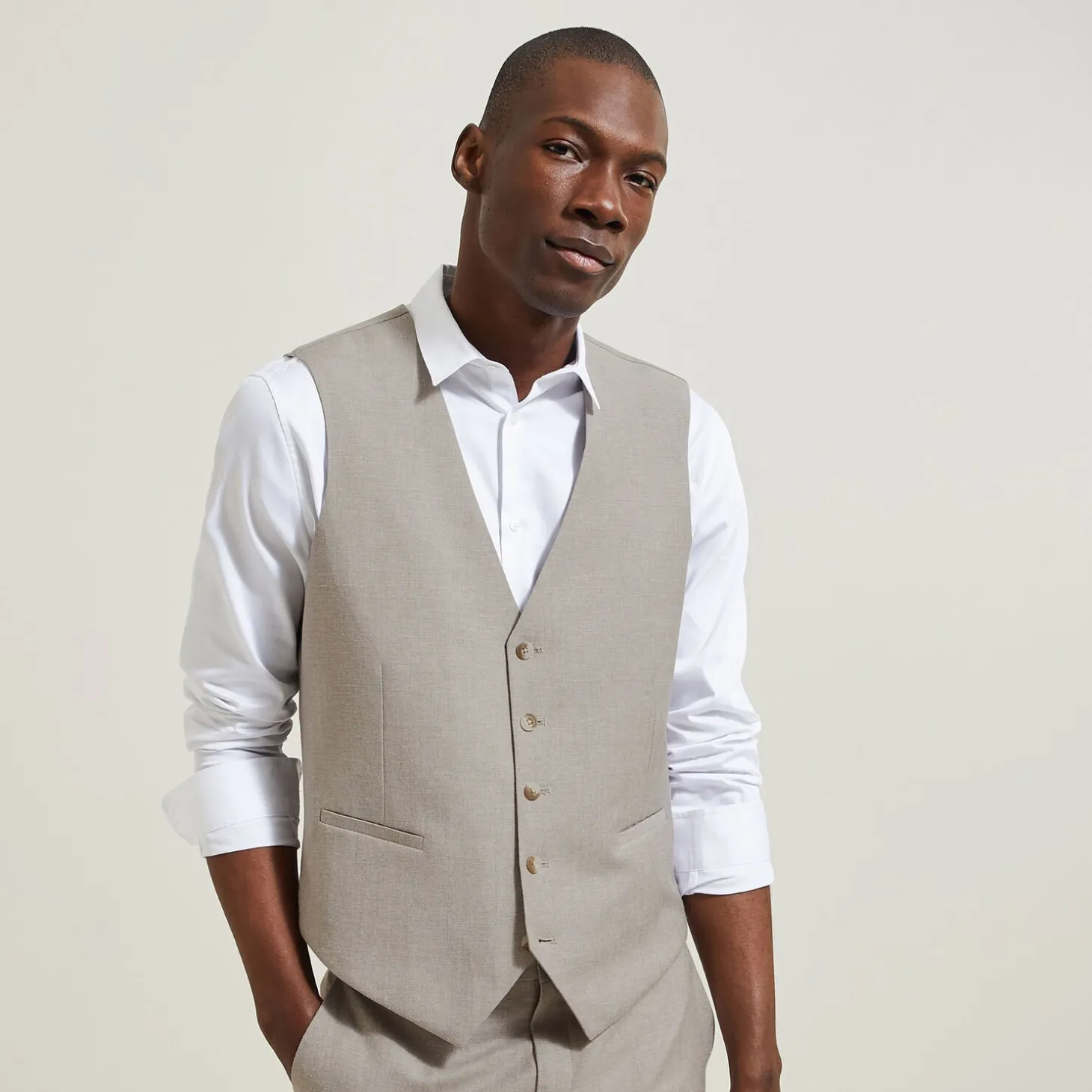 New Het pakket slim kostuum - Beige Combinatie Kostuum