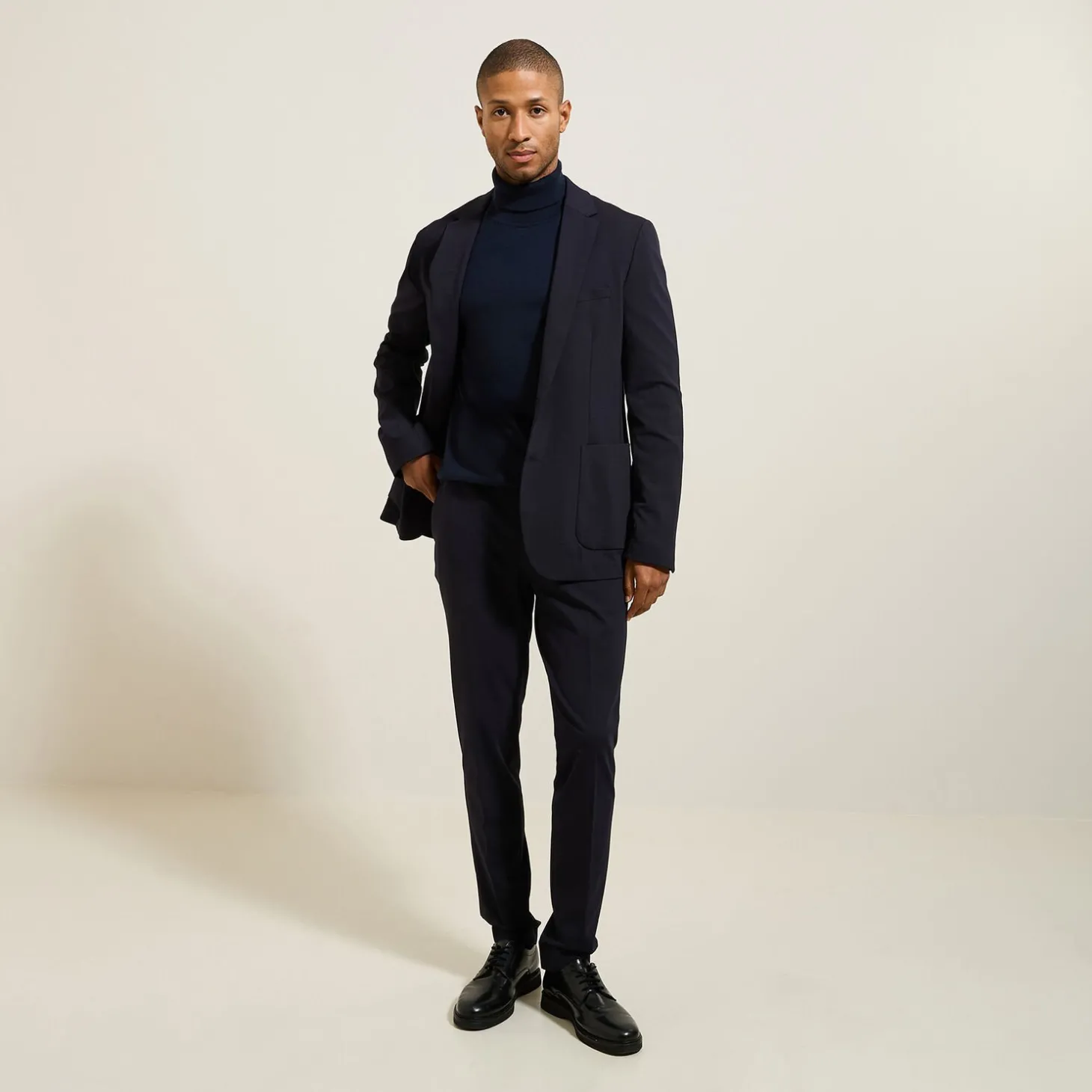 Fashion Het pakket slim kostuum in tricot - Blauw Combinatie Kostuum