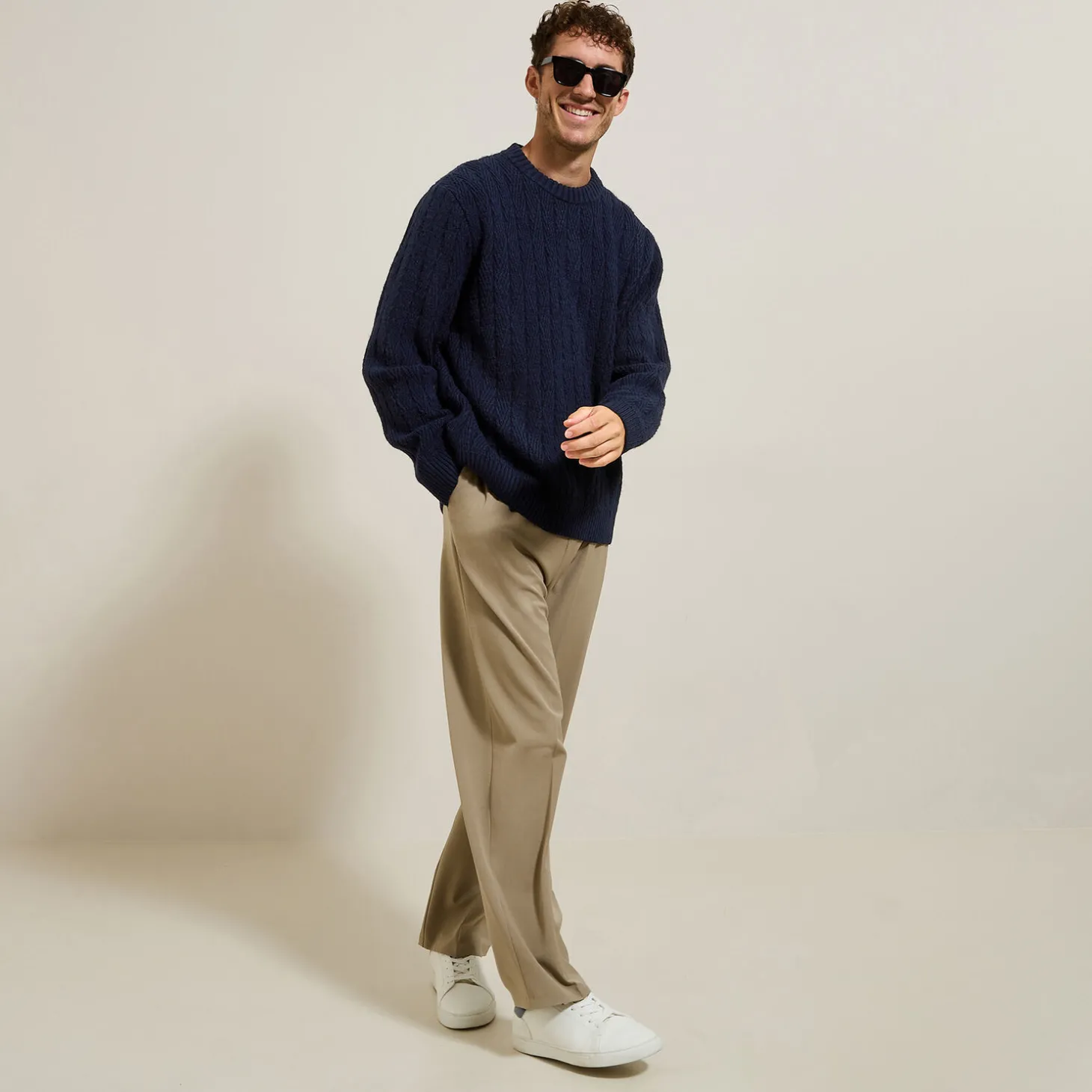 Cheap Kabeltrui met ronde hals Trui