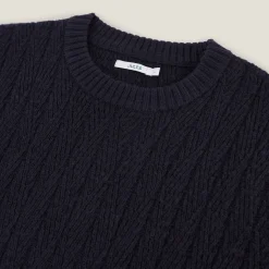 Outlet Kabeltrui met ronde hals Trui