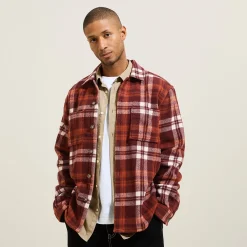 Online Katoenen overhemd met ruitjes Overshirt|Overhemd