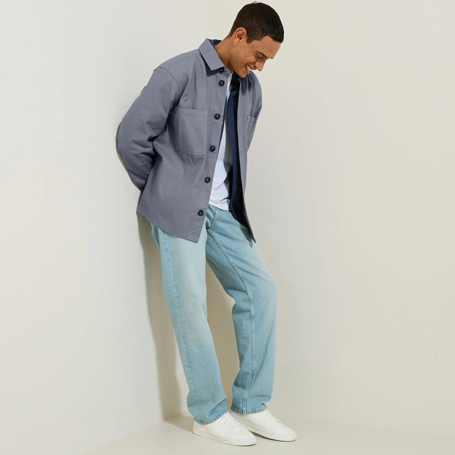 Best Sale Katoenen overhemdjas met hemdskraag Overshirt|Overhemd