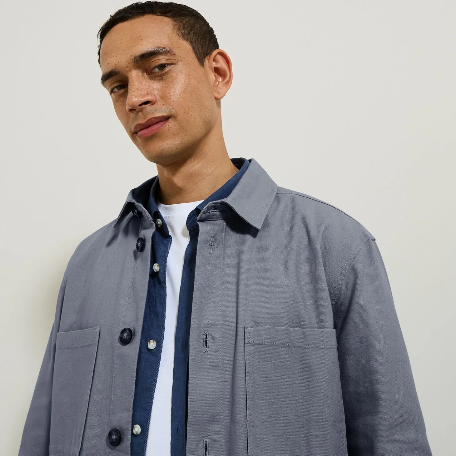 Best Sale Katoenen overhemdjas met hemdskraag Overshirt|Overhemd