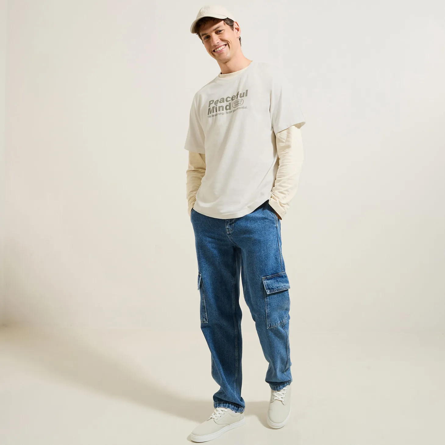 Cheap Katoenen T-shirt met ronde hals en print T-shirt