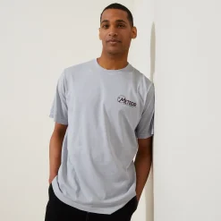 Shop Katoenen T-shirt met ronde hals en print op de bor T-shirt