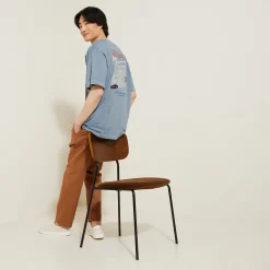 Outlet Katoenen T-shirt met ronde hals en print T-shirt