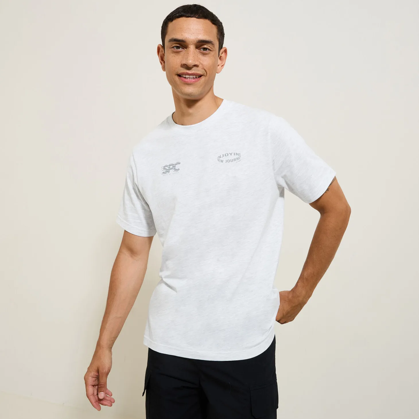 Cheap Katoenen T-shirt met ronde hals en print T-shirt