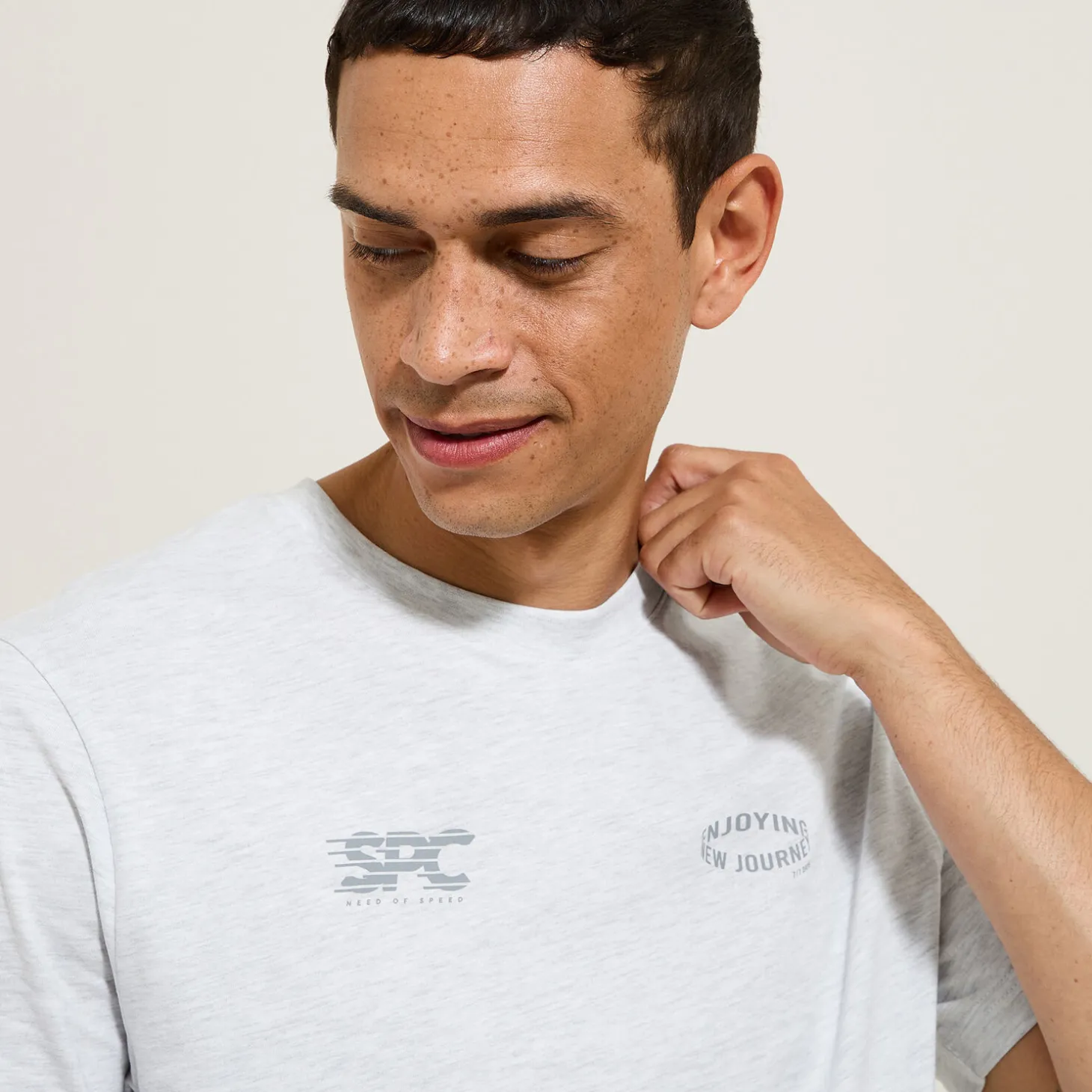 Cheap Katoenen T-shirt met ronde hals en print T-shirt