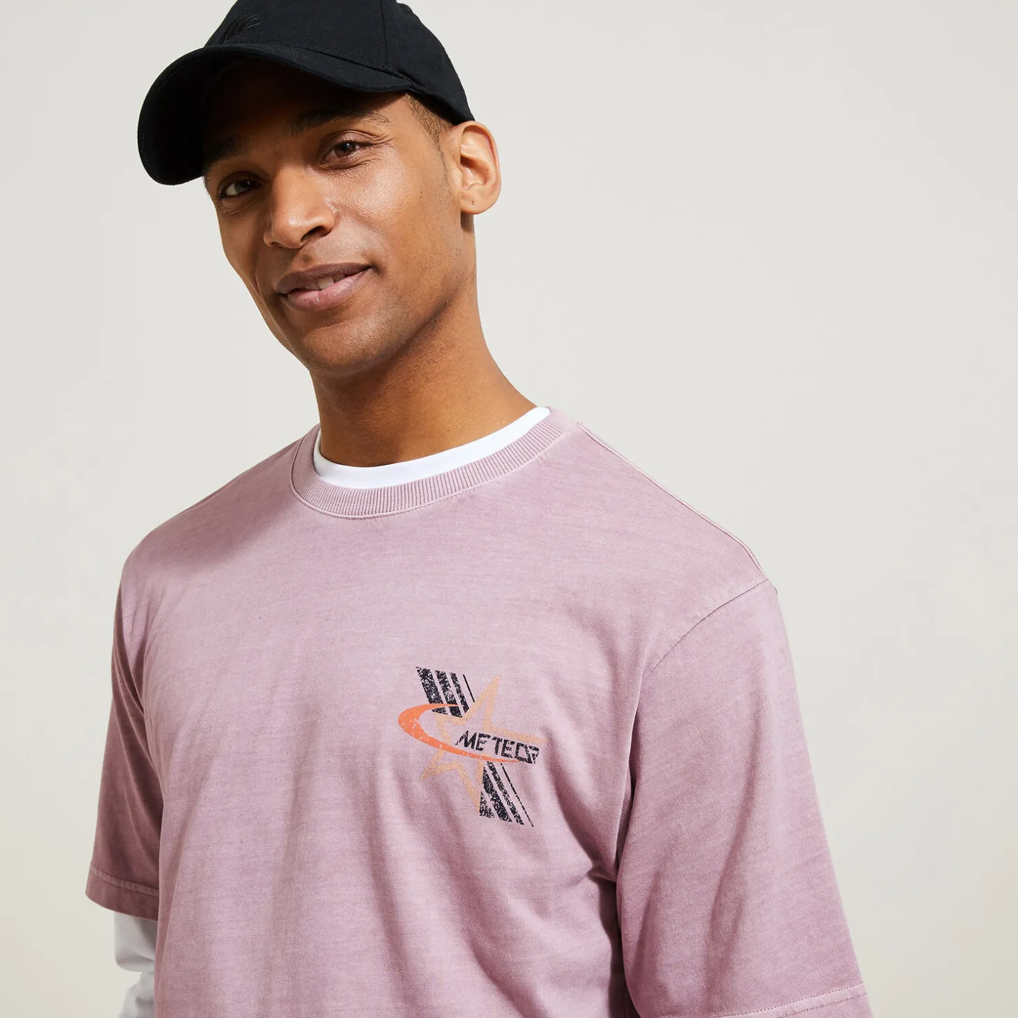 Clearance Katoenen T-shirt met ronde hals en print op de bor T-shirt