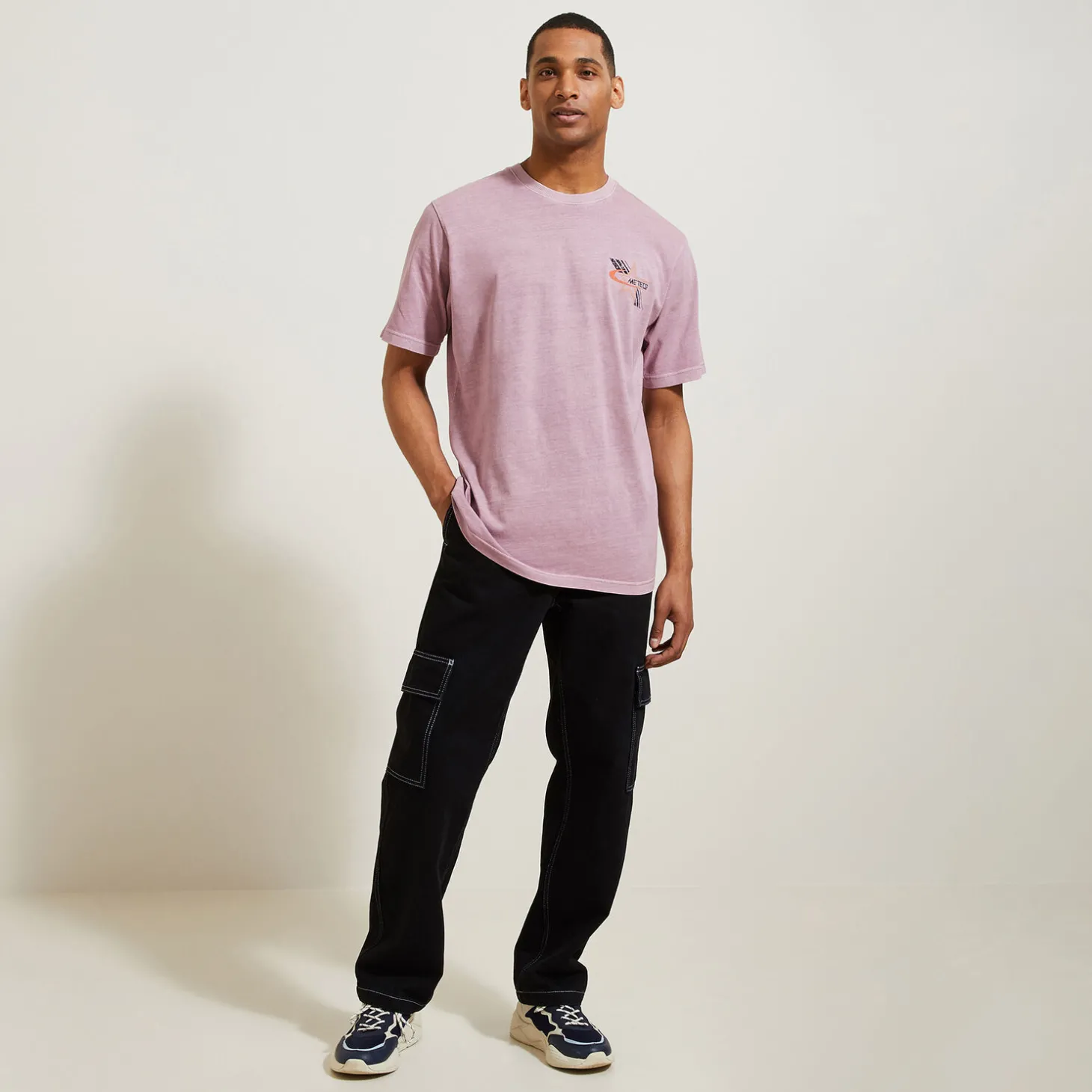 Clearance Katoenen T-shirt met ronde hals en print op de bor T-shirt