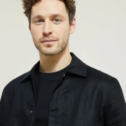 Clearance Linnen jack met hemdskraag Mantel & Jack