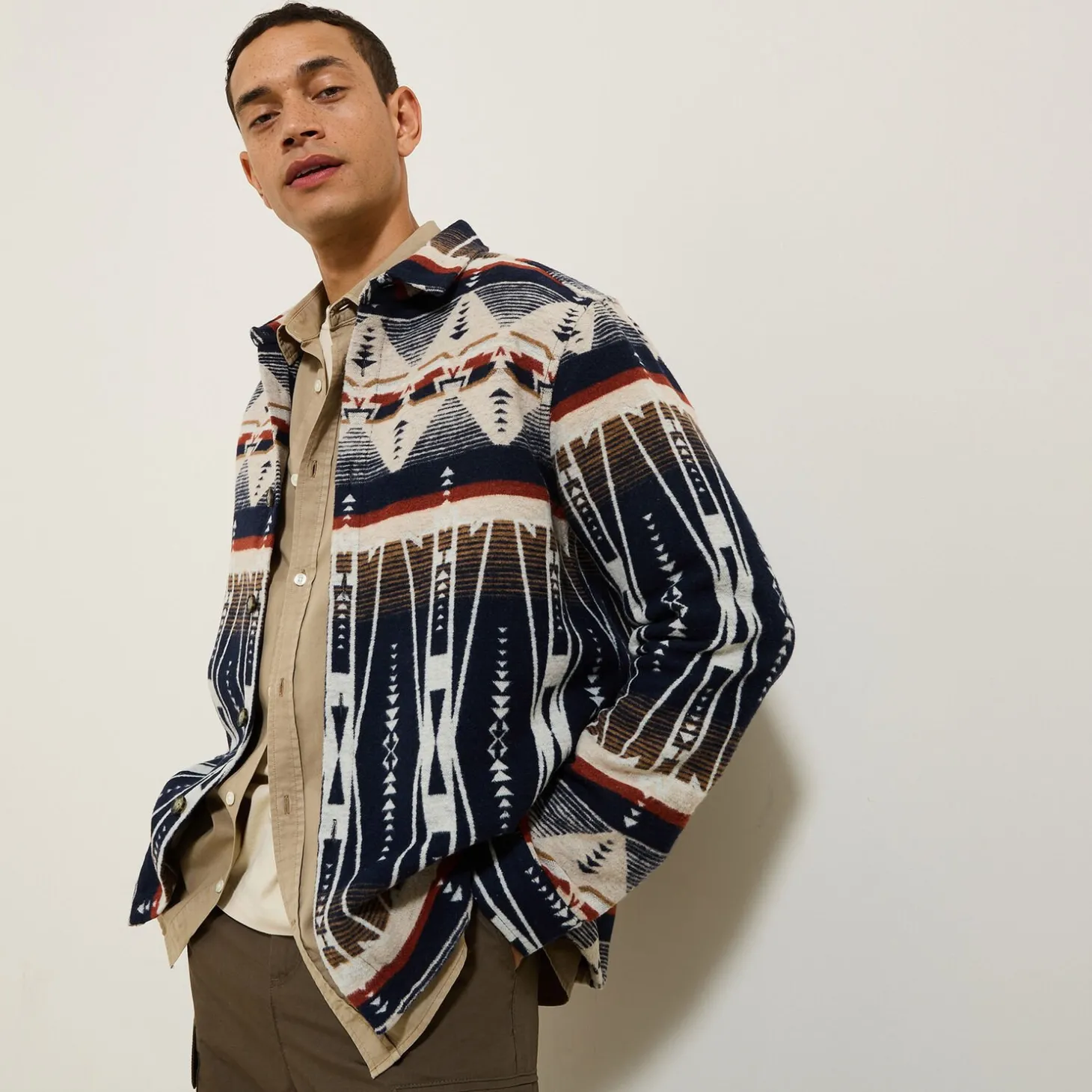 Online Overhemd met geometrische motieven Overshirt|Overhemd