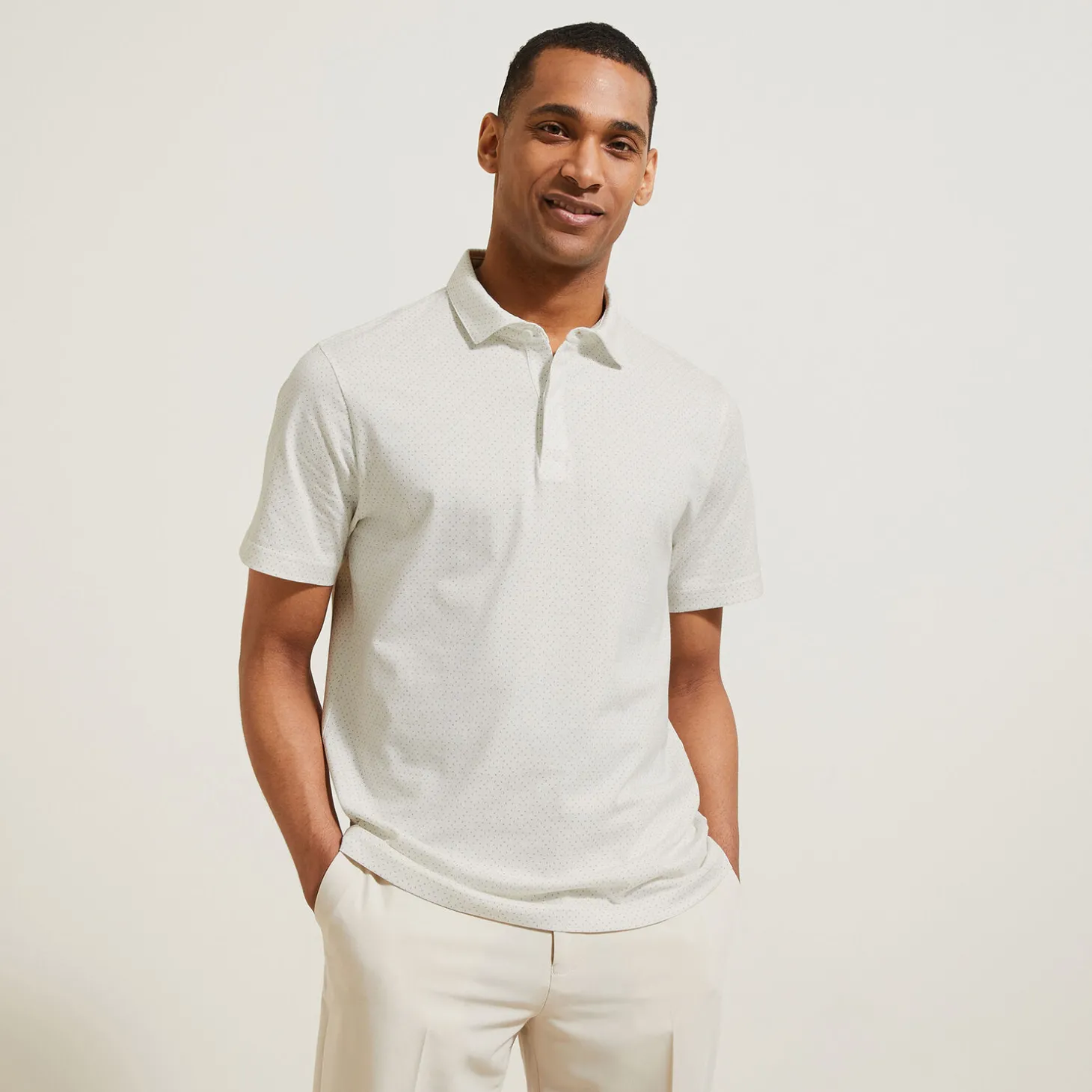 Discount Polo in tricot met korte mouwen, print en Italiaan Polo