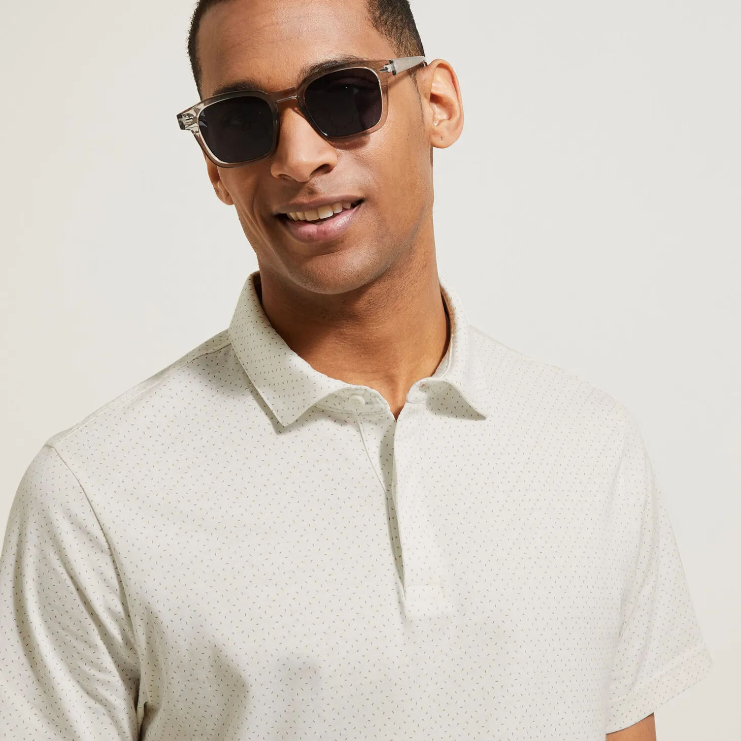 Discount Polo in tricot met korte mouwen, print en Italiaan Polo