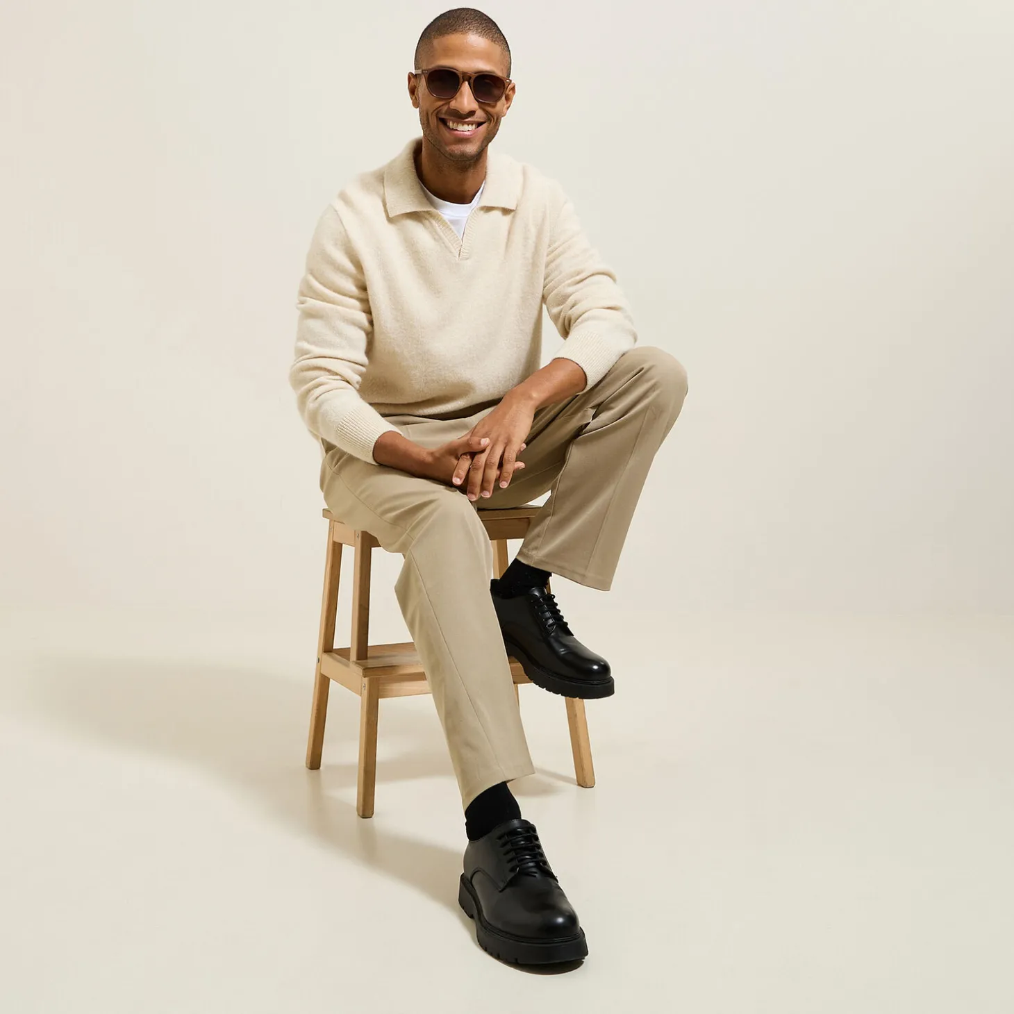 Fashion Polo in tricot met resortkraag Trui