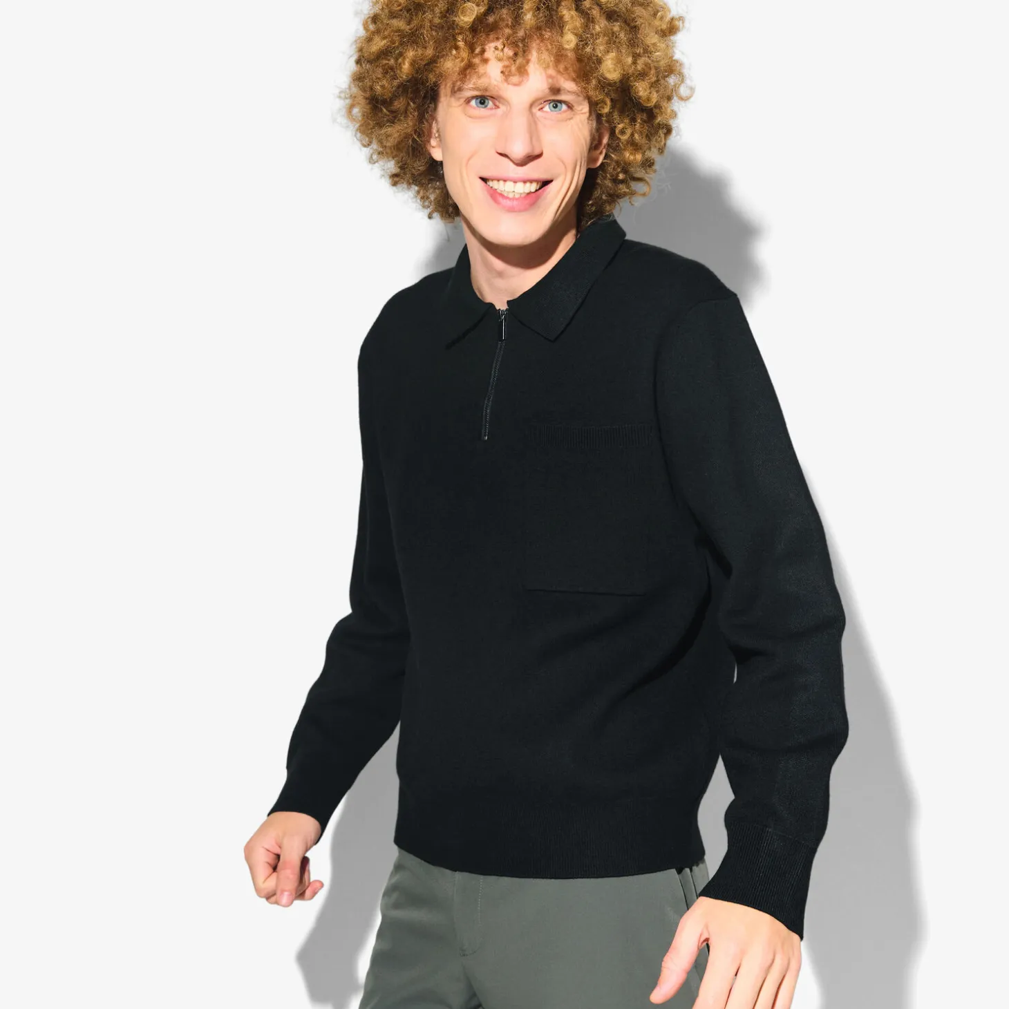 Cheap Polo in tricot met ritskraag assortiment performan Trui