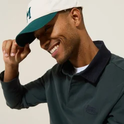 New Polo lange mouwen in piquékatoen, fluwelen kraag Polo