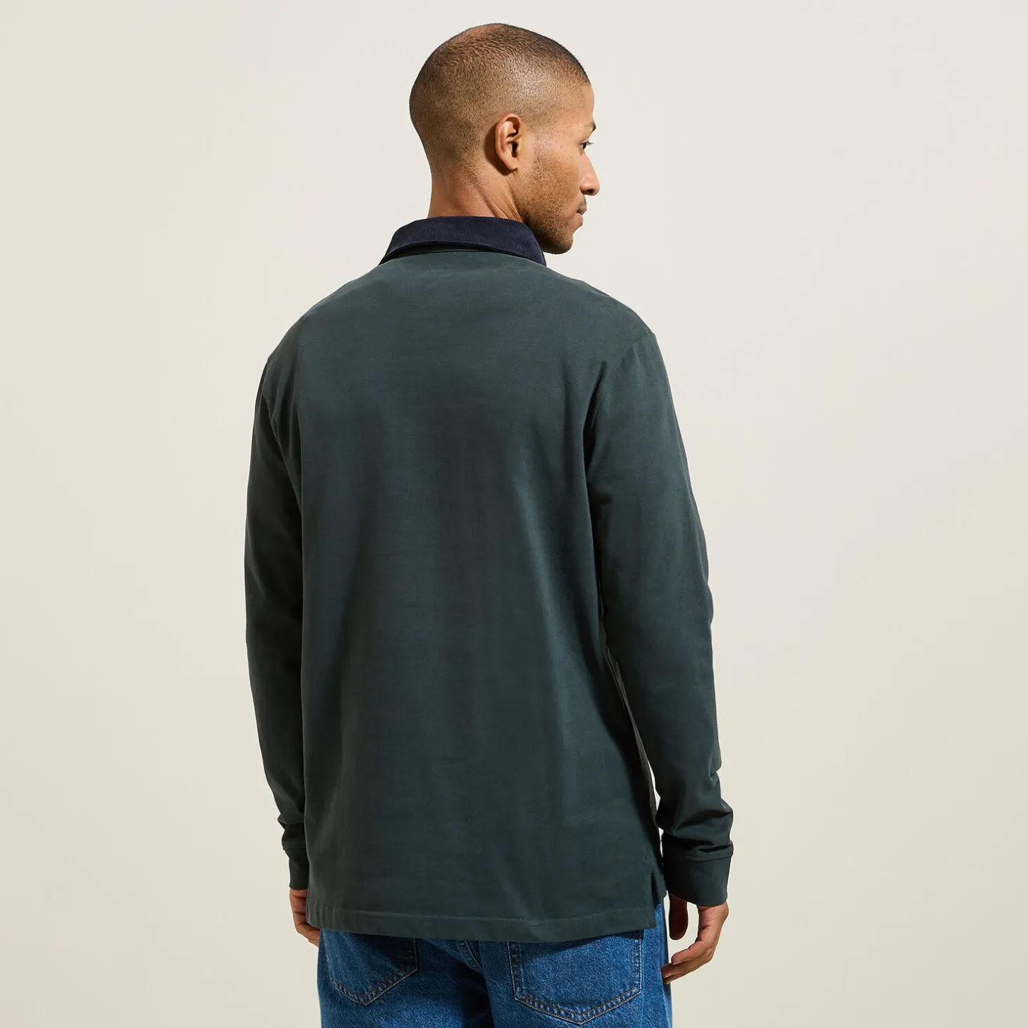 New Polo lange mouwen in piquékatoen, fluwelen kraag Polo