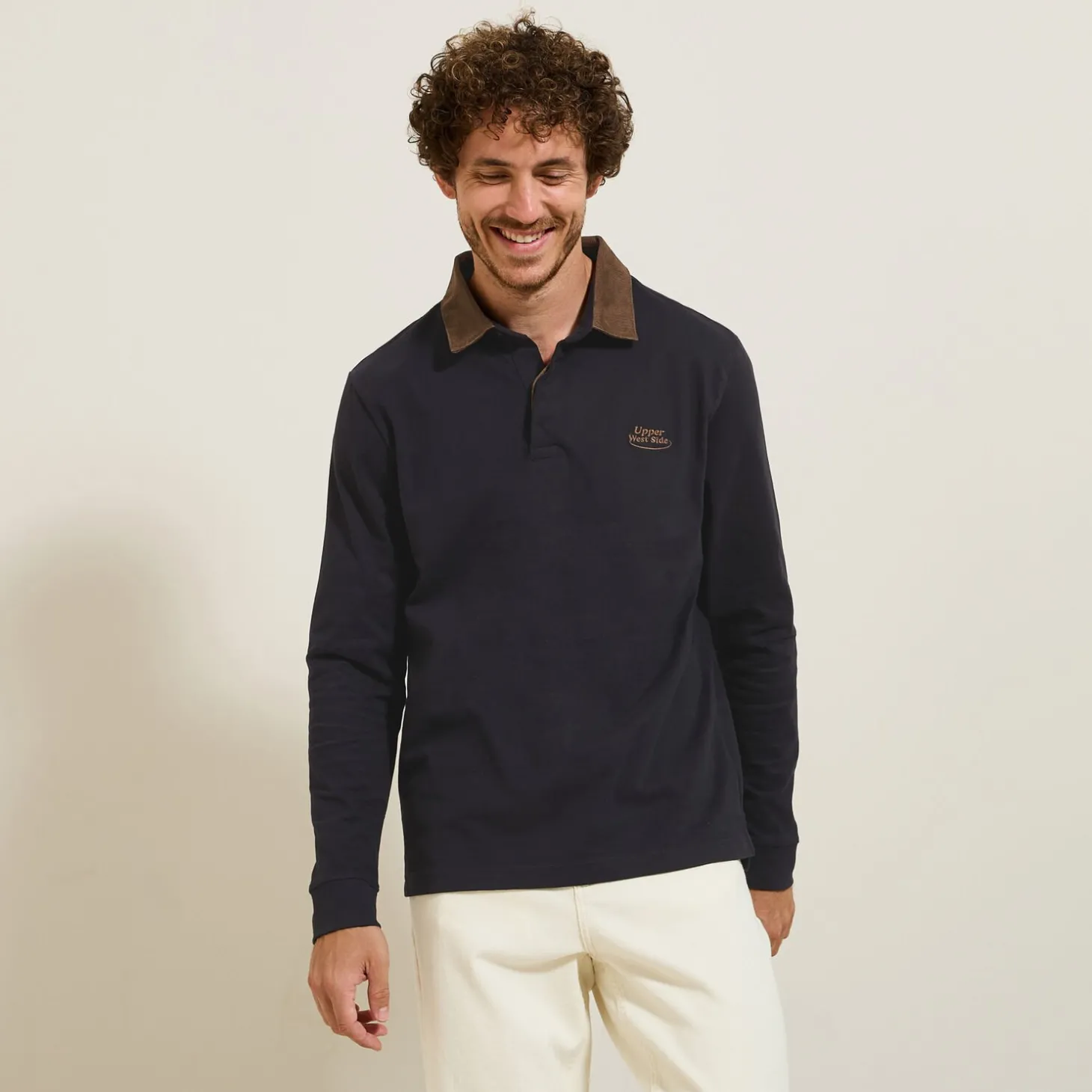 Outlet Polo lange mouwen in piquékatoen, fluwelen kraag Polo