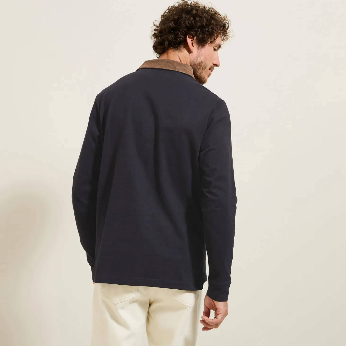 Outlet Polo lange mouwen in piquékatoen, fluwelen kraag Polo